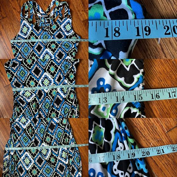 INC International Concept  Blue-Green Strappy Maxi Bodycon Dress Size XL Boho - Picture 7 of 17